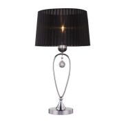 LAMPA STOŁOWA ZUMA LINE BELLO TABLE RLT93224-1B czarny okrągły abażur podstawa chromowana kryształek na  środku
