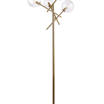 Lampa podłogowa LOLLIPOP LAMPA STOJĄCA F0042 nowoczesna klosze kule transparentne metal mosiądz