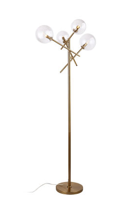 Lampa podłogowa LOLLIPOP LAMPA STOJĄCA F0042 nowoczesna klosze kule transparentne metal mosiądz