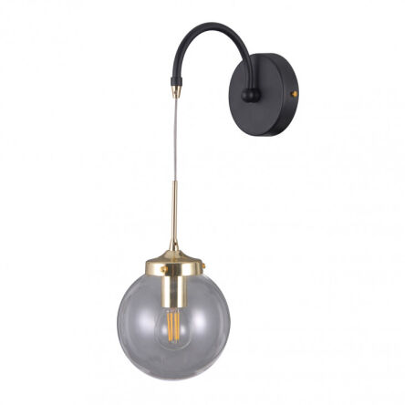 Kinkiet DOMENICO WL-43232-1 Italux TRANSPARENTNY KLOSZ CZARNY MAT ZŁOTY E14 IP20 INDUSTRIAL LOFT