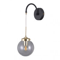 Kinkiet DOMENICO WL-43232-1 Italux TRANSPARENTNY KLOSZ CZARNY MAT ZŁOTY E14 IP20 INDUSTRIAL LOFT