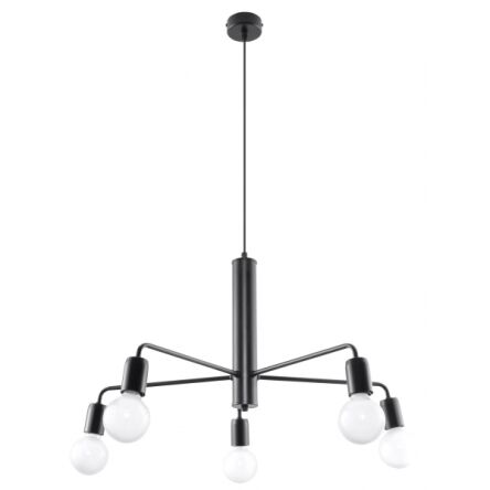 Lampa wisząca DUOMO 5 SL.0304 Sollux efektowna 5 źródeł światła wykonana ze stali malowanej proszkowo w kolorze czarnym 