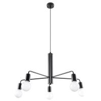 Lampa wisząca DUOMO 5 SL.0304 Sollux efektowna 5 źródeł światła wykonana ze stali malowanej proszkowo w kolorze czarnym 