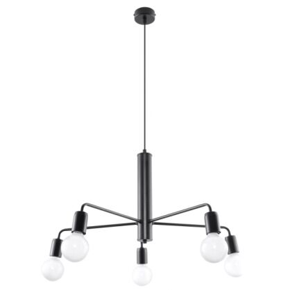 Lampa wisząca DUOMO 5 SL.0304 Sollux efektowna 5 źródeł światła wykonana ze stali malowanej proszkowo w kolorze czarnym 