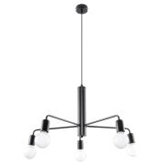 Lampa wisząca DUOMO 5 SL.0304 Sollux efektowna 5 źródeł światła wykonana ze stali malowanej proszkowo w kolorze czarnym 