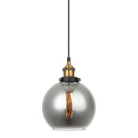 Lampa wisząca CARDENA MDM-4330/1 GD+SG Italux POJEDYNCZY ZWIS W STYLU INDUSTRIAL / RETRO CZARNY / ZŁOTY / DYMIONE SZKŁO 