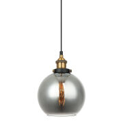 Lampa wisząca CARDENA MDM-4330/1 GD+SG Italux POJEDYNCZY ZWIS W STYLU INDUSTRIAL / RETRO CZARNY / ZŁOTY / DYMIONE SZKŁO 