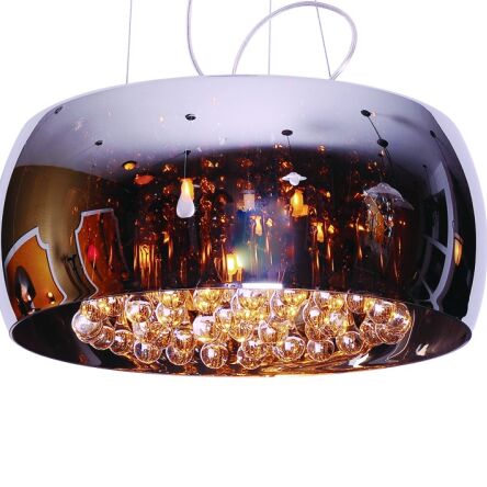 Lampa wisząca Burn 2 AZzardo AZ0700  wnętrza szklanego klosza wydobywaja się kryształy, które nadają awangardowego stylu