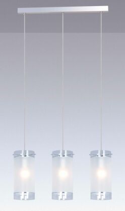 Lampa wisząca Vigo  MDM1560/3 Italux  nowoczesna lampa wykończenie w kolorze chromu klosz w kształcie tuby ze szkła mlecznego i transparentnego