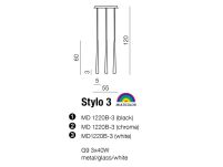 Lampa wisząca Stylo 3 AZzardo  AZ0118 czarna klosze w kształcie stożków na końcach szklane - 3