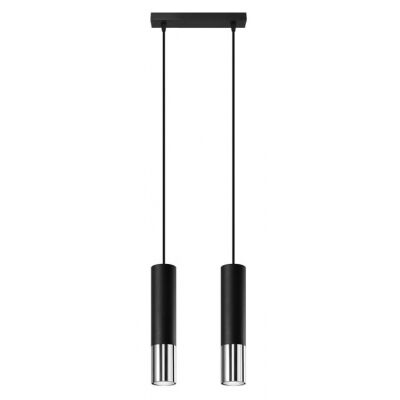 Lampa wisząca LOOPEZ SL.0941 Sollux 2 tuby czarna/ chrom