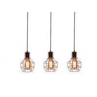 Lampa wisząca CARRON 3 LINE  AZzardo AZ2141 3 lampy na listwie z drutu industrialne o wykończeniu miedzianym