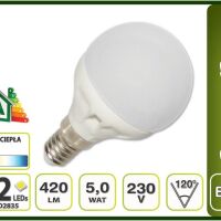 ŻARÓWKA E14 5W G45 12 LED 420lm CIEPŁA MAŁA KULKA