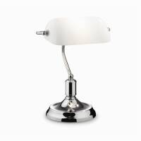 Lampa biurkowa Lawyer TL1 CROMO Ideal Lux  045047 Podstawa lampy ma kolor chromu szklany mleczny  klosz