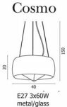 Lampa wisząca Cosmo przezroczysta 2901-3PA AZ0846 CL wykonana jest z metalu oraz szkła o wykończeniu przezroczystym - 3