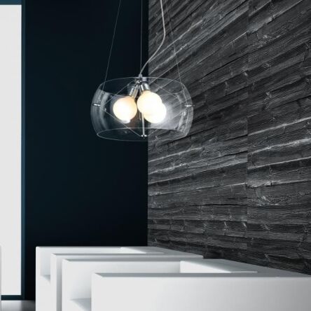 Lampa wisząca Cosmo przezroczysta 2901-3PA AZ0846 CL wykonana jest z metalu oraz szkła o wykończeniu przezroczystym