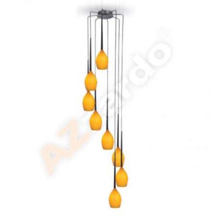 Lampa wisząca Izza 8 amber AZzardo MD1288A-8SO AZ1223 bursztynowe klosze w kształcie kielichów nowoczesny