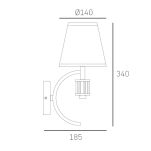KINKIET LIVERPOOL  CHROMOWY KORPUS MATERIAŁOWY KLOSZ KRYSZTAŁOWY AKCENT COSMOLIGHT W01339CH - 3