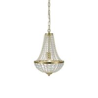 Lampa wisząca GRÄNSÖ 106118  Markslojd Styl pałacowy glamour przezroczyste kryształki metalowe elementy w kolorze złotym szczotkowanym źródło światła E27 30 cm szerokości