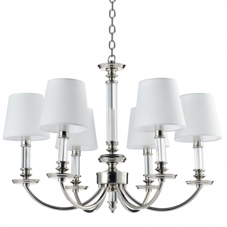 LAMPA WISZĄCA SIENA OKAZAŁA LAMPA Z KLASYCZNYMI ABAŻURAMI I KRYSZTAŁOWYMI RAMOINAMI COSMO LIGHT P06308WH NI