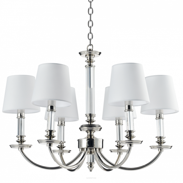 LAMPA WISZĄCA SIENA OKAZAŁA LAMPA Z KLASYCZNYMI ABAŻURAMI I KRYSZTAŁOWYMI RAMOINAMI COSMO LIGHT P06308WH NI