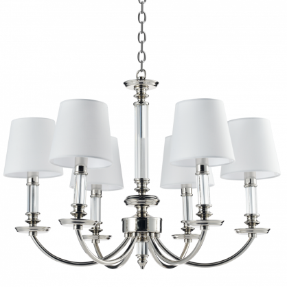 LAMPA WISZĄCA SIENA OKAZAŁA LAMPA Z KLASYCZNYMI ABAŻURAMI I KRYSZTAŁOWYMI RAMOINAMI COSMO LIGHT P06308WH NI
