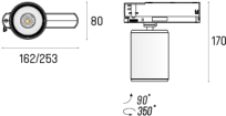 Reflektor do szyny STINGER PURE 80 25W Adaptor 3F On-Off LABRA 7.1885 - 2