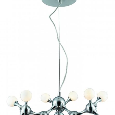 Lampa wisząca Neurono 15 AZzardo MP6199-15 AZ0107  nietypowy kształt białe kuliste klosze chromowane wykończenie