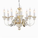Lampa wisząca Firenze SP8 Ideal Lux 012872  korpus wykonany z żywicy oraz ma ręcznie modelowane metalowe ramiona kolor biało złoty styl pałacowy - 2