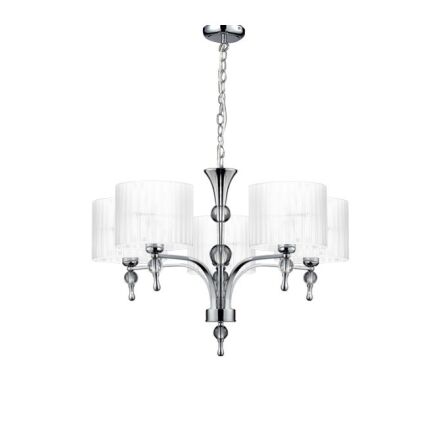 Lampa Wisząca Impress 5 Azzardo 1976-5P WH  z metalu o wykończeniu chromowanym i szklanym abażury w kolorze białym