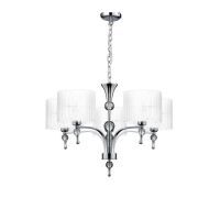 Lampa Wisząca Impress 5 Azzardo 1976-5P WH  z metalu o wykończeniu chromowanym i szklanym abażury w kolorze białym