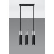 LAMPA  WISZĄCA BORGIO 3 CZARNE  STALOWE TUBY ZAKOŃCZONE BETONEM IDEALNA DO SALONU SL.0652 SOLLUX