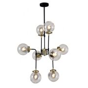Lampa wisząca Odelia V1009-8 Italux w surowym stylu industrialnym metalowe elementy mają czarne wykończenie z dodatkami antycznego brązu łamana