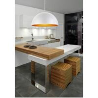 Lampa wisząca MODENA 40 AZzardo FB6838-40 WH/GO AZ1397 wykonana jest z metalu w kolorze biało-złotym półokragła idealna do kuchni