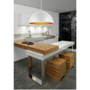 Lampa wisząca MODENA 40 AZzardo FB6838-40 WH/GO AZ1397 wykonana jest z metalu w kolorze biało-złotym półokragła idealna do kuchni