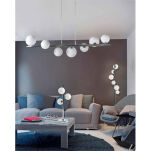 Lampa podłogowa SYBILLA 6 FLOOR DEL-8389-6F AZ2101 białe szklane klosze w kształcie kul - 2