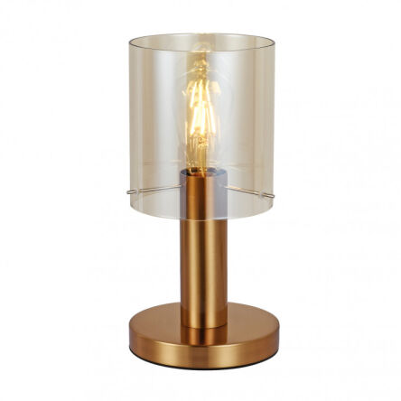 Lampa stołowa SARDO TB-5581-1-BRO+AMB Italux Mosiężna podstawa bursztynowy klosz