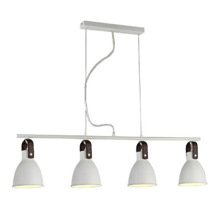 Lampa wisząca Tessio 4 AZzardo AZ1282  z metalu oraz skóry, klosze mają kolor biały nowoczesna