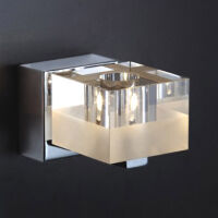Kinkiet Cubric MB9216-1A Italux  nowoczesna lampa wykończenie w kolorze chromu klosz w kształcie kostki transparentno-mleczny