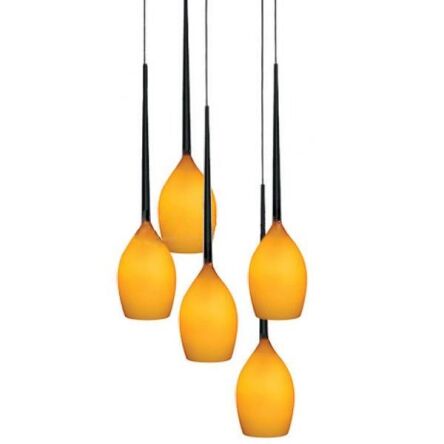Lampa wisząca Izza 5  amber AZzardo MD1288A-5SO AZ1231 bursztynowe klosze w kształcie kielichów nowoczesny