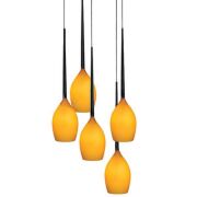 Lampa wisząca Izza 5  amber AZzardo MD1288A-5SO AZ1231 bursztynowe klosze w kształcie kielichów nowoczesny