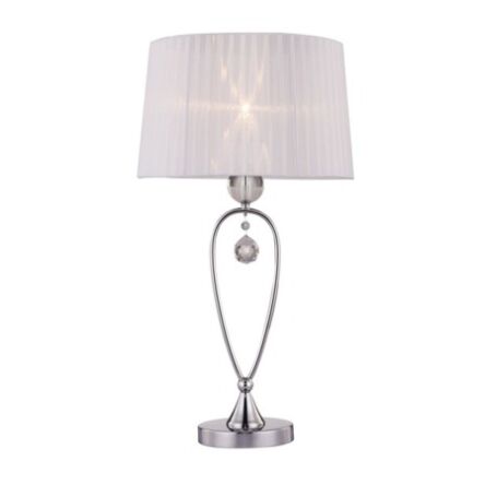 LAMPA STOŁOWA ZUMA LINE BELLO TABLE RLT93224-1A biały okrągły abażur podstawa chromowana kryształek na  środku