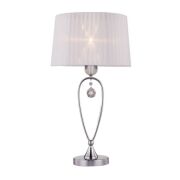 LAMPA STOŁOWA ZUMA LINE BELLO TABLE RLT93224-1A biały okrągły abażur podstawa chromowana kryształek na  środku
