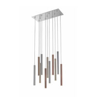 Lampa wisząca ZUMA LINE LOYA PENDANT P0461-11A-B5SC METALOWE RURKI PROSTOKĄTNA PODSTAWA SREBRNO-ZŁOTO- MIEDZIANA