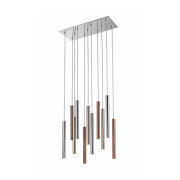 Lampa wisząca ZUMA LINE LOYA PENDANT P0461-11A-B5SC METALOWE RURKI PROSTOKĄTNA PODSTAWA SREBRNO-ZŁOTO- MIEDZIANA