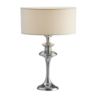 Lampa stołowa Abu Dhabi - T01413WH COSMO Light nowoczesna lampa z metalową podstawą o wykończeniu chromowanym biały okrągły abażur w kształcie tuby 27 cm średnicy