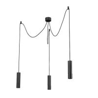 Lampa wisząca Azzardo LOCUS L Pendant 3 AZ3402 potrójny zwis czarne tuby z marszczeniem 