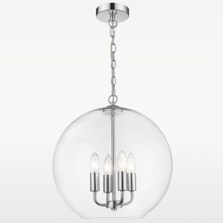 Lampa wisząca  Prague - P04974CH COSMO Light wykonana w stylu nowojorskim połączonym z klasycznym surowy styl kulisty transparentny klosz