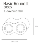 Plafon Basic Round II C0085 tuba podwójna aluminium Maxlight Metalowe elementy w kolorze białym techniczna - 2