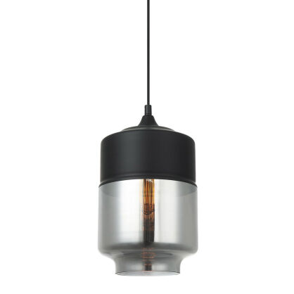 Lampa wisząca MOLINA MDM-2377/1 BK+SG Italux NOWOCZESNA CHROM  / DYMIONE SZKŁO TUBA 